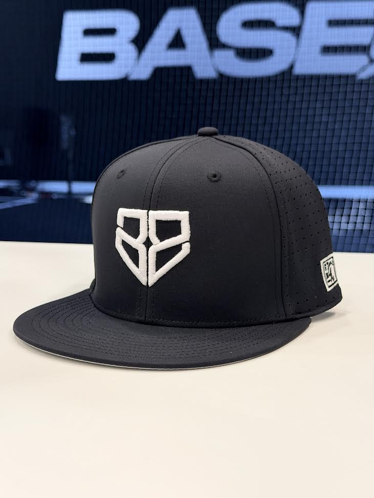 Black with White logo Flat Bill Hat – Basebroz