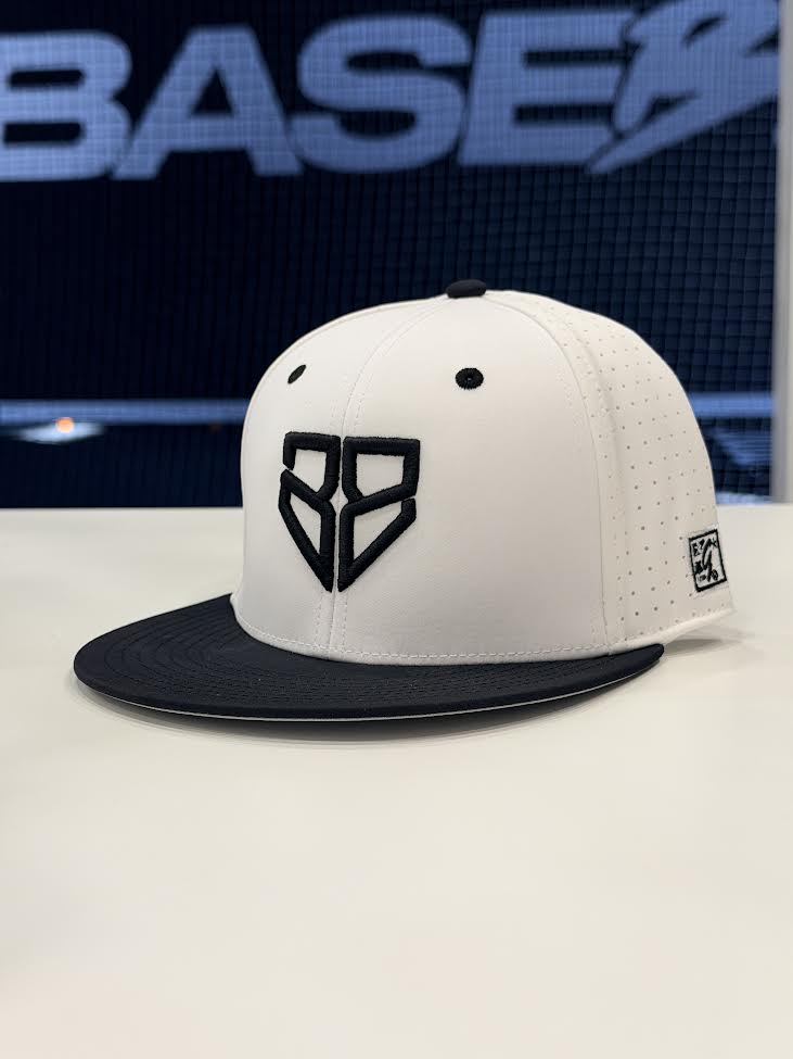 White with Black logo Flat Bill Hat – Basebroz