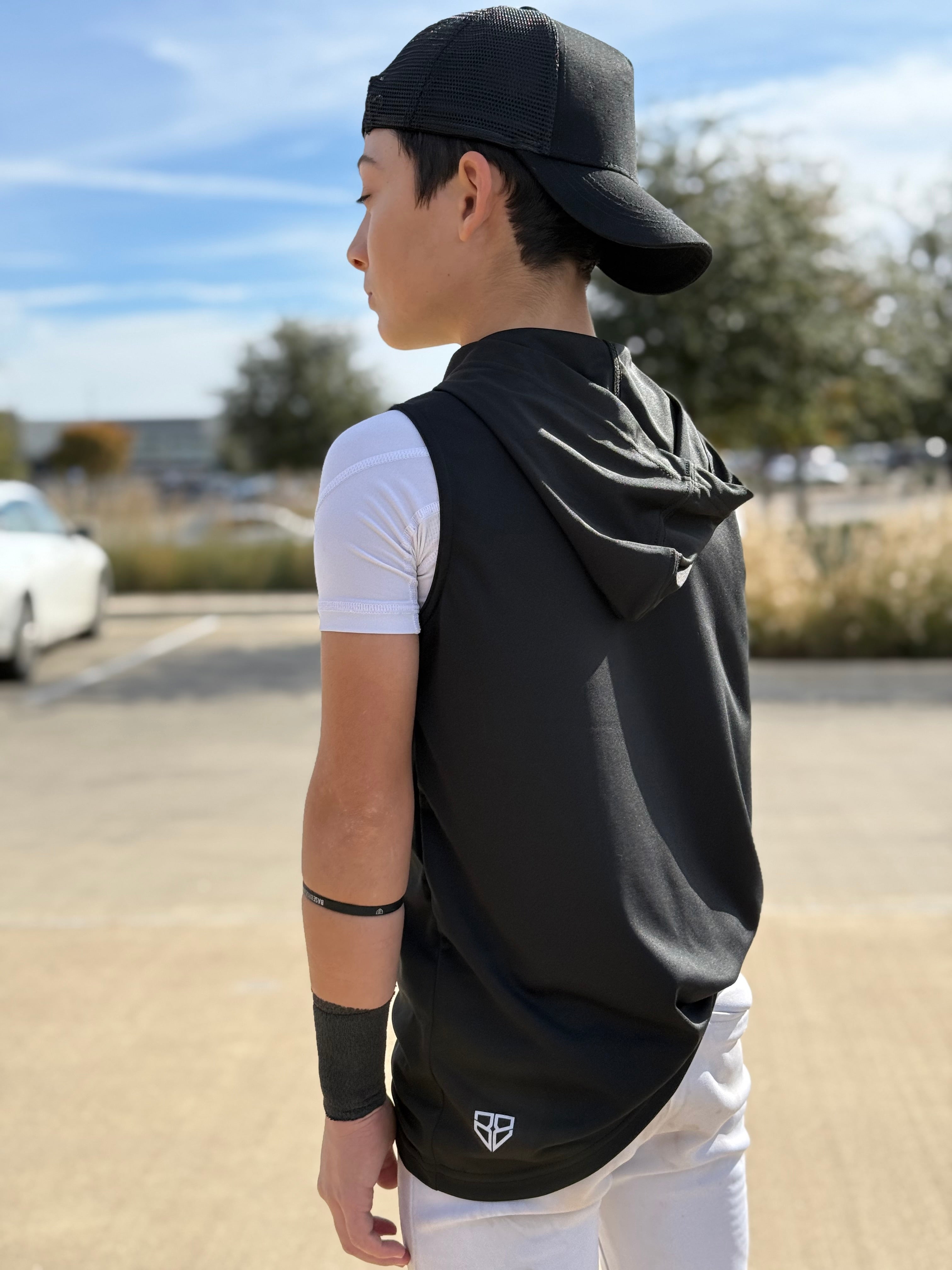 Black sleeveless dri-fit hoodie