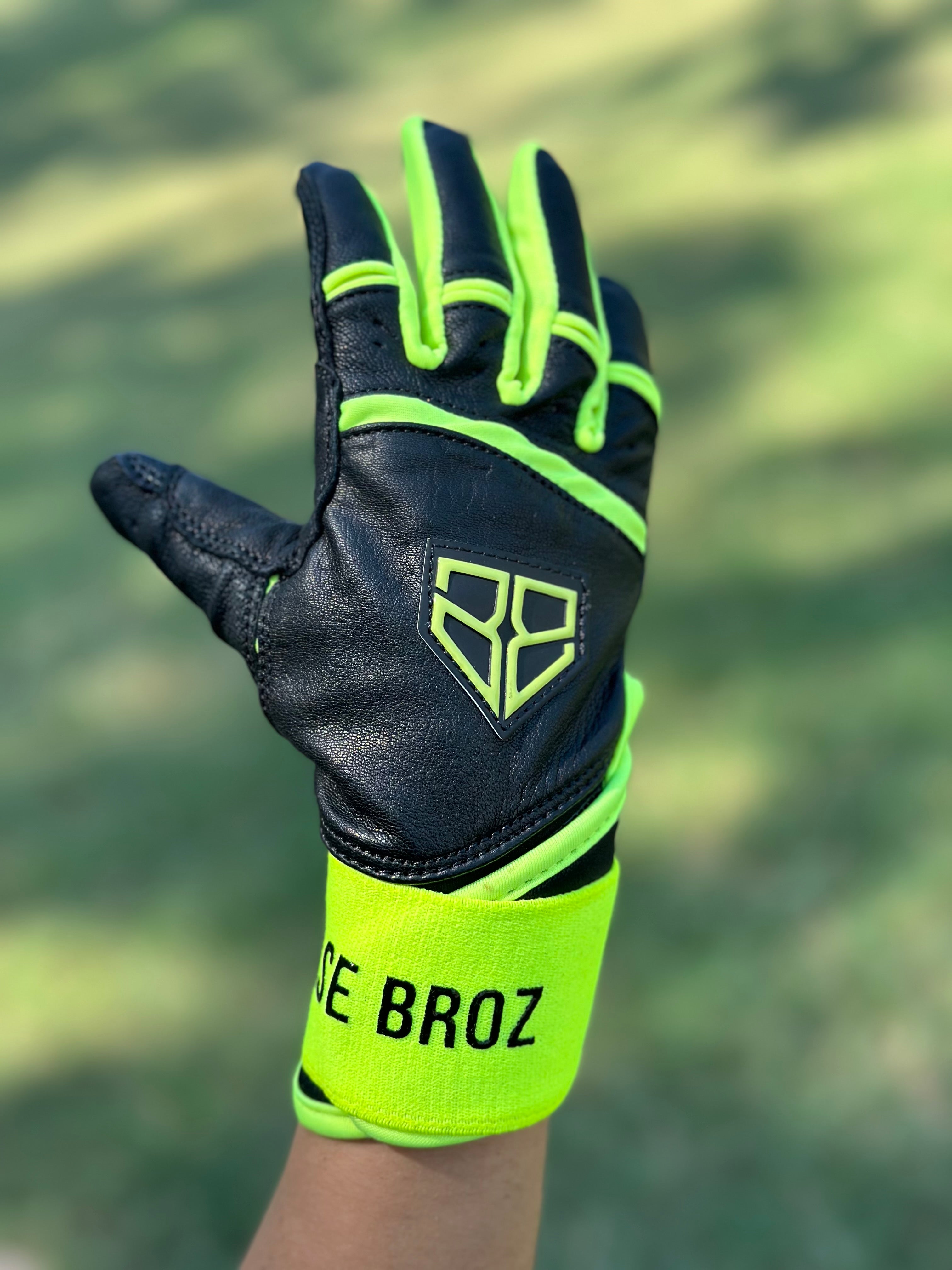 Neon Green Long Cuff Batting Gloves