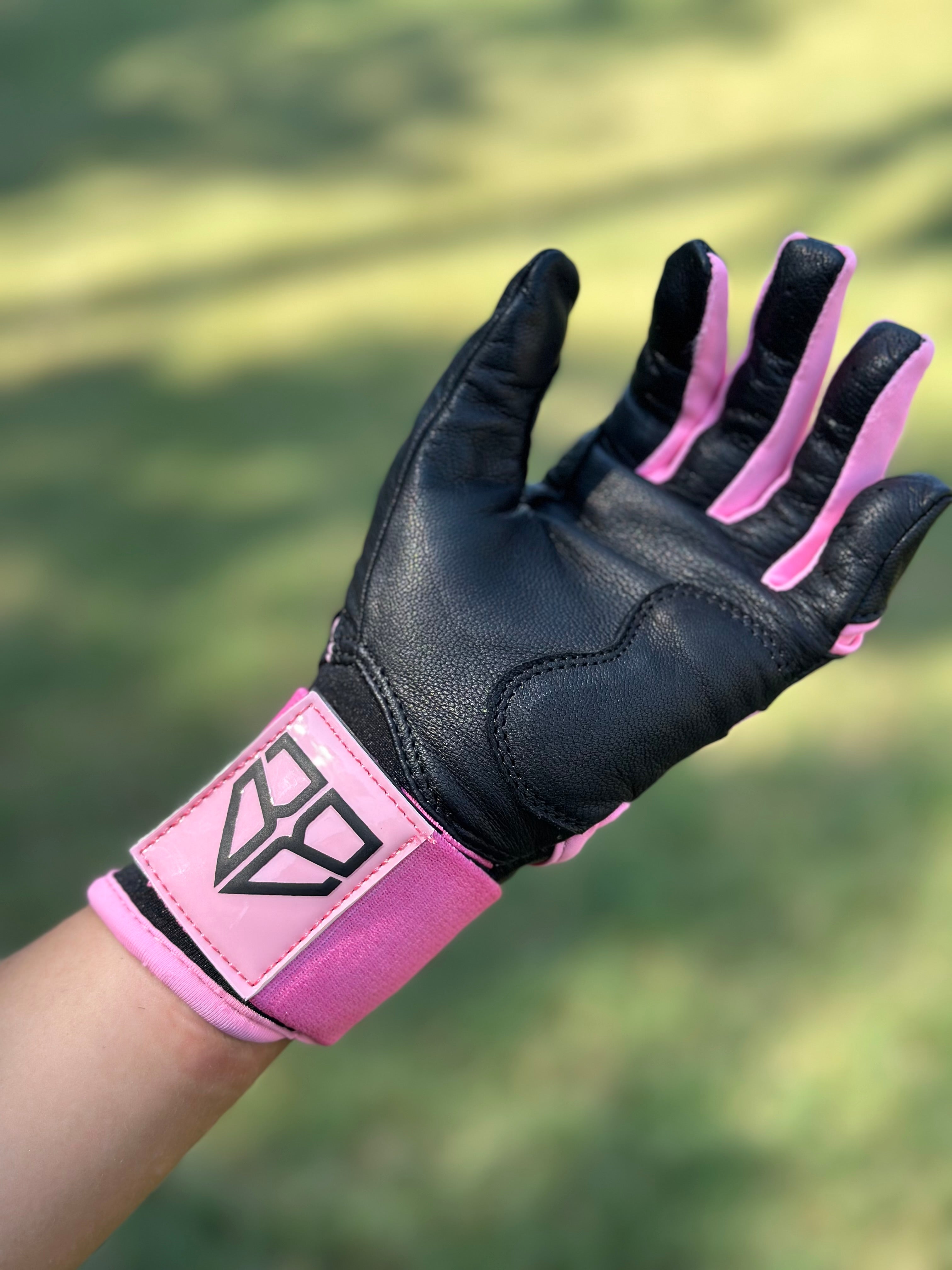 Neon Pink Long Cuff Batting Gloves