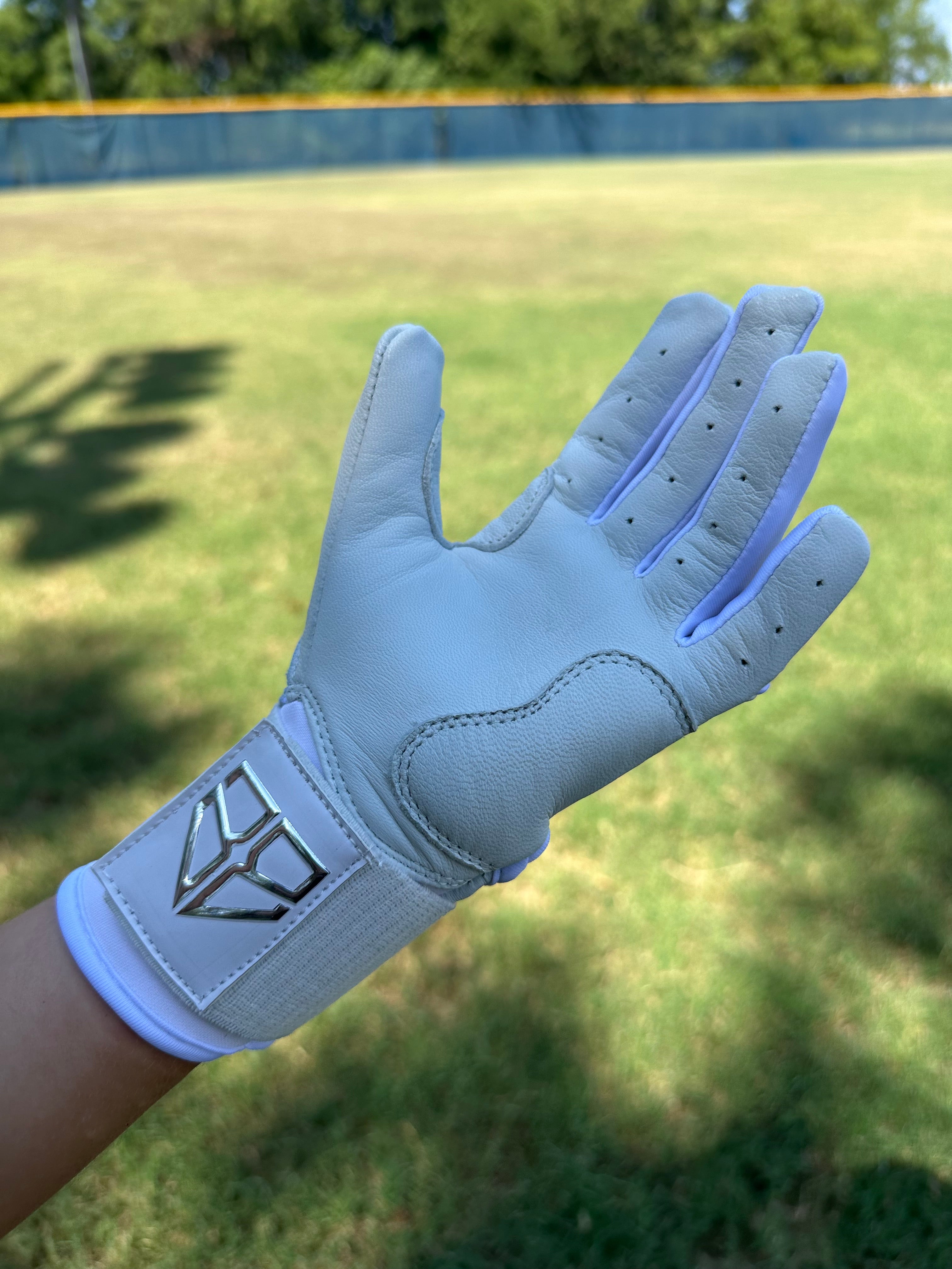 White Long Cuff Batting Gloves