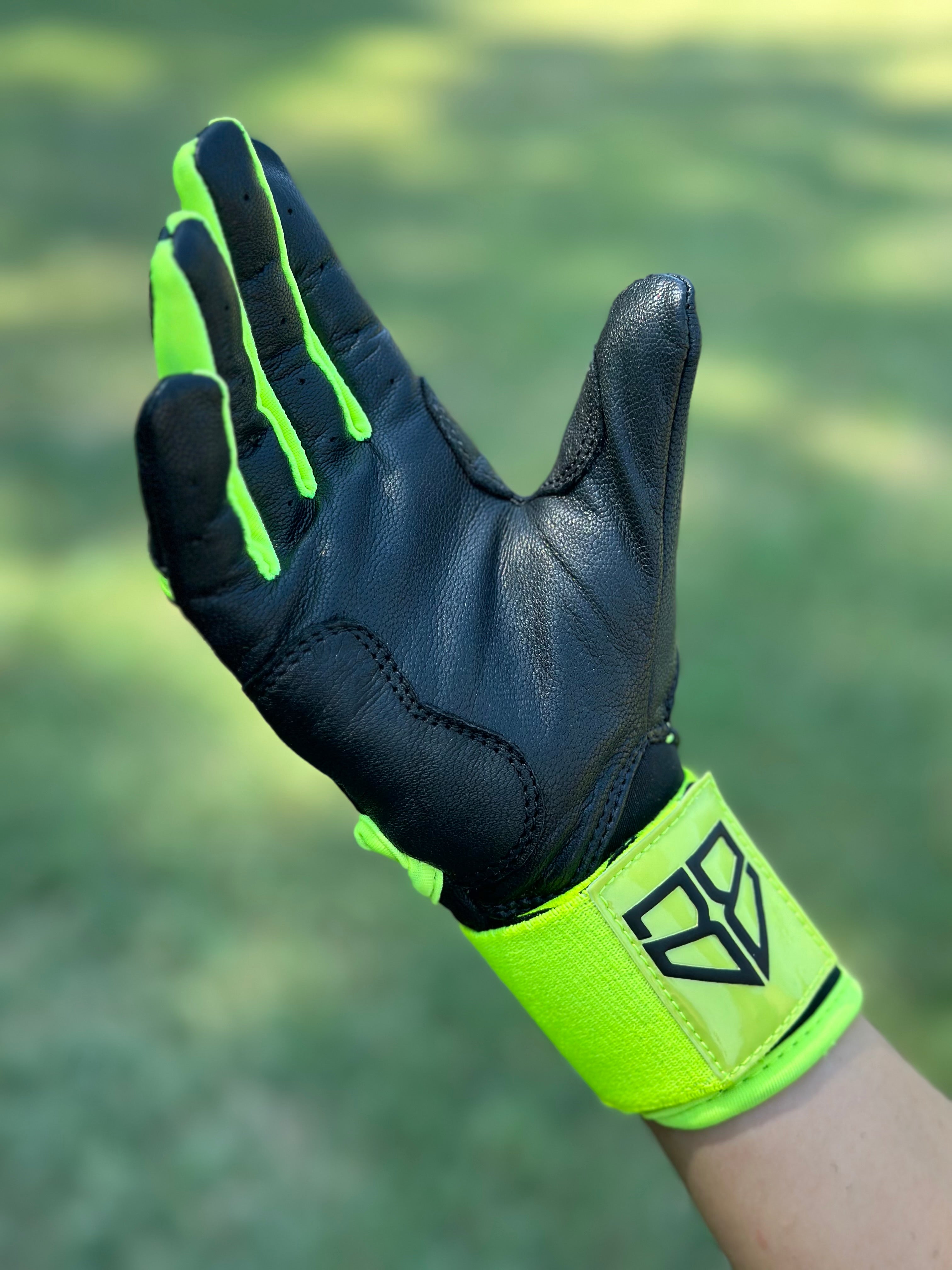 Neon Green Long Cuff Batting Gloves