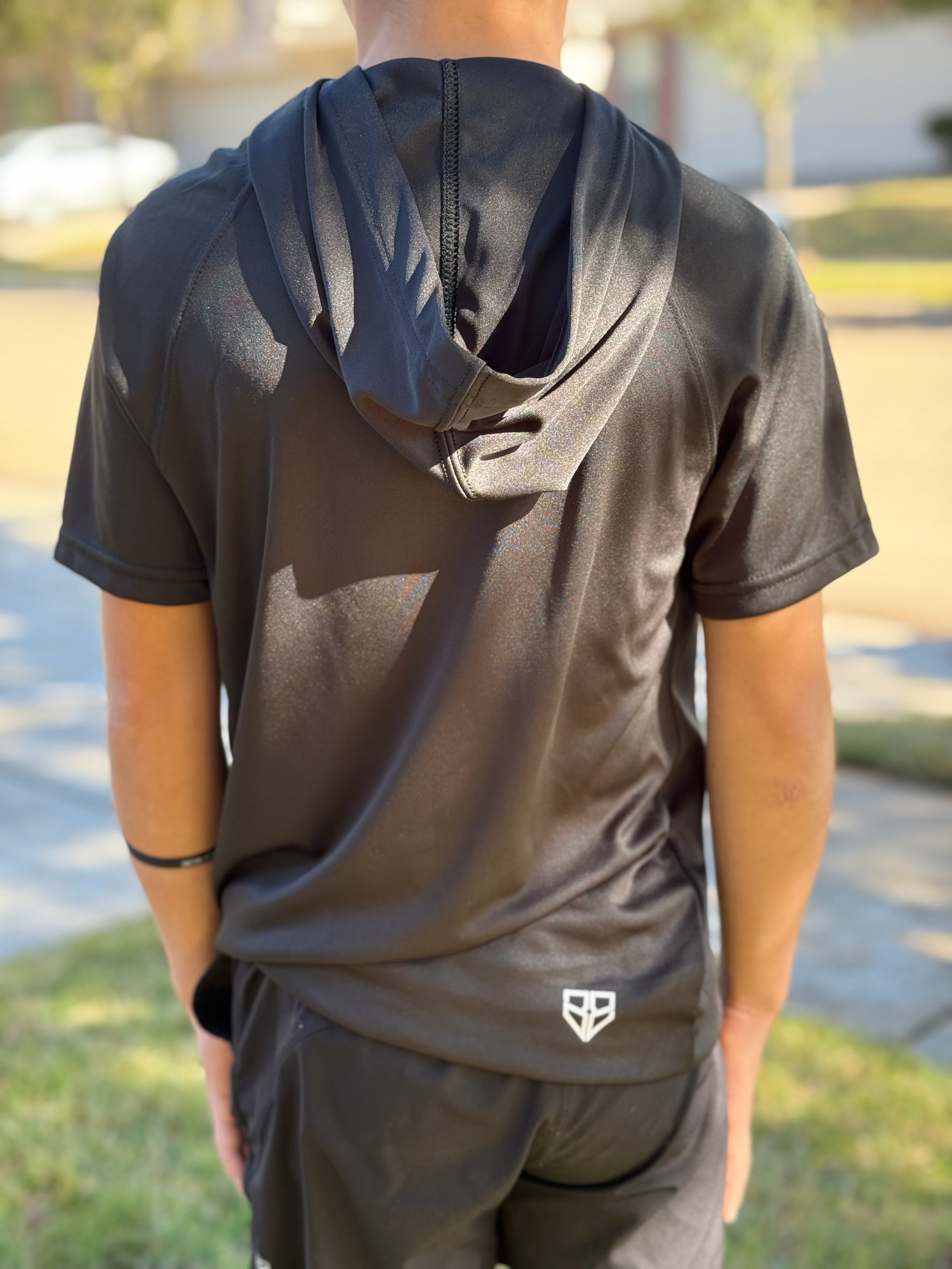 Black short sleeve dri fit hoodie