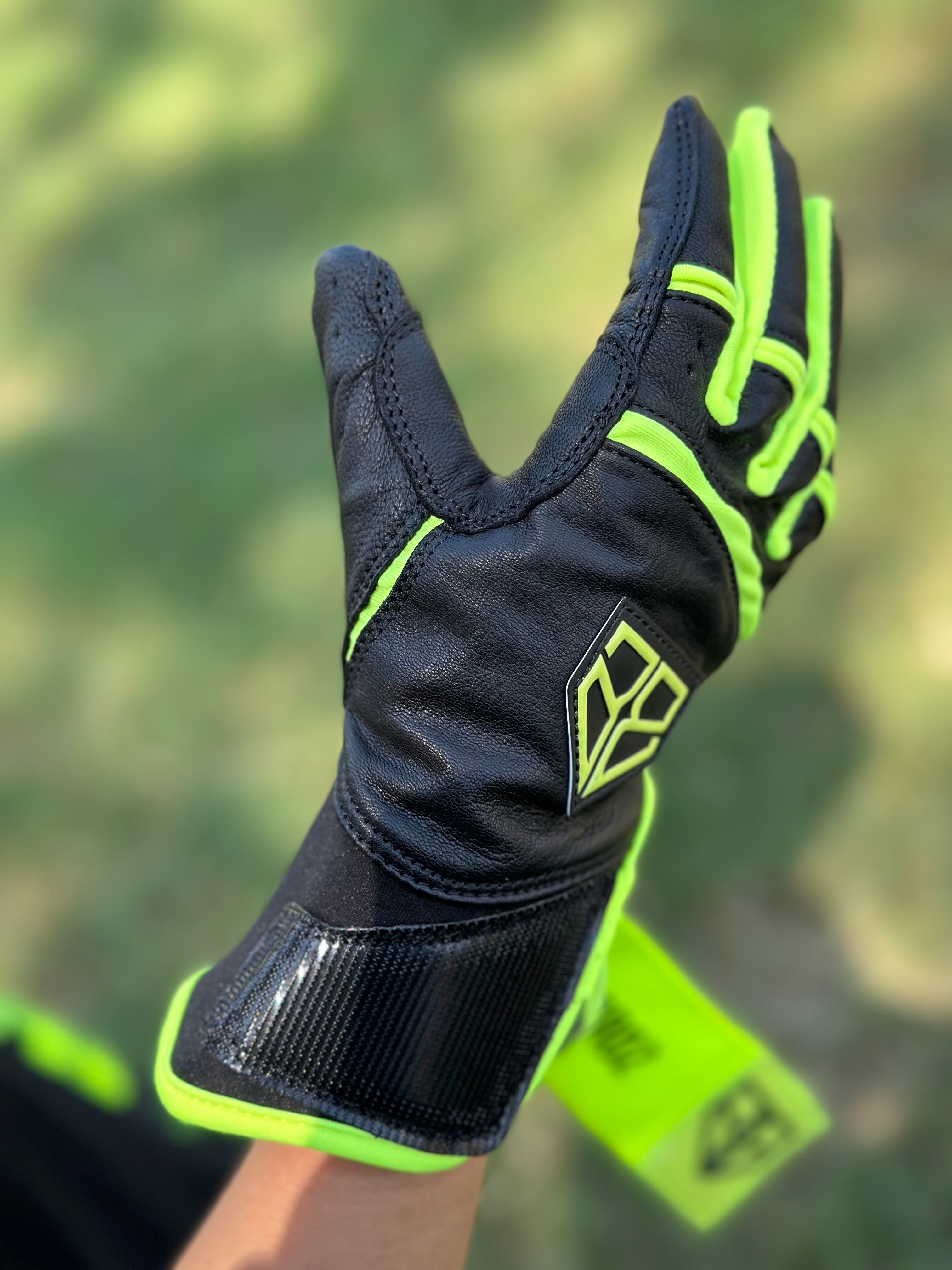 Neon Green Long Cuff Batting Gloves