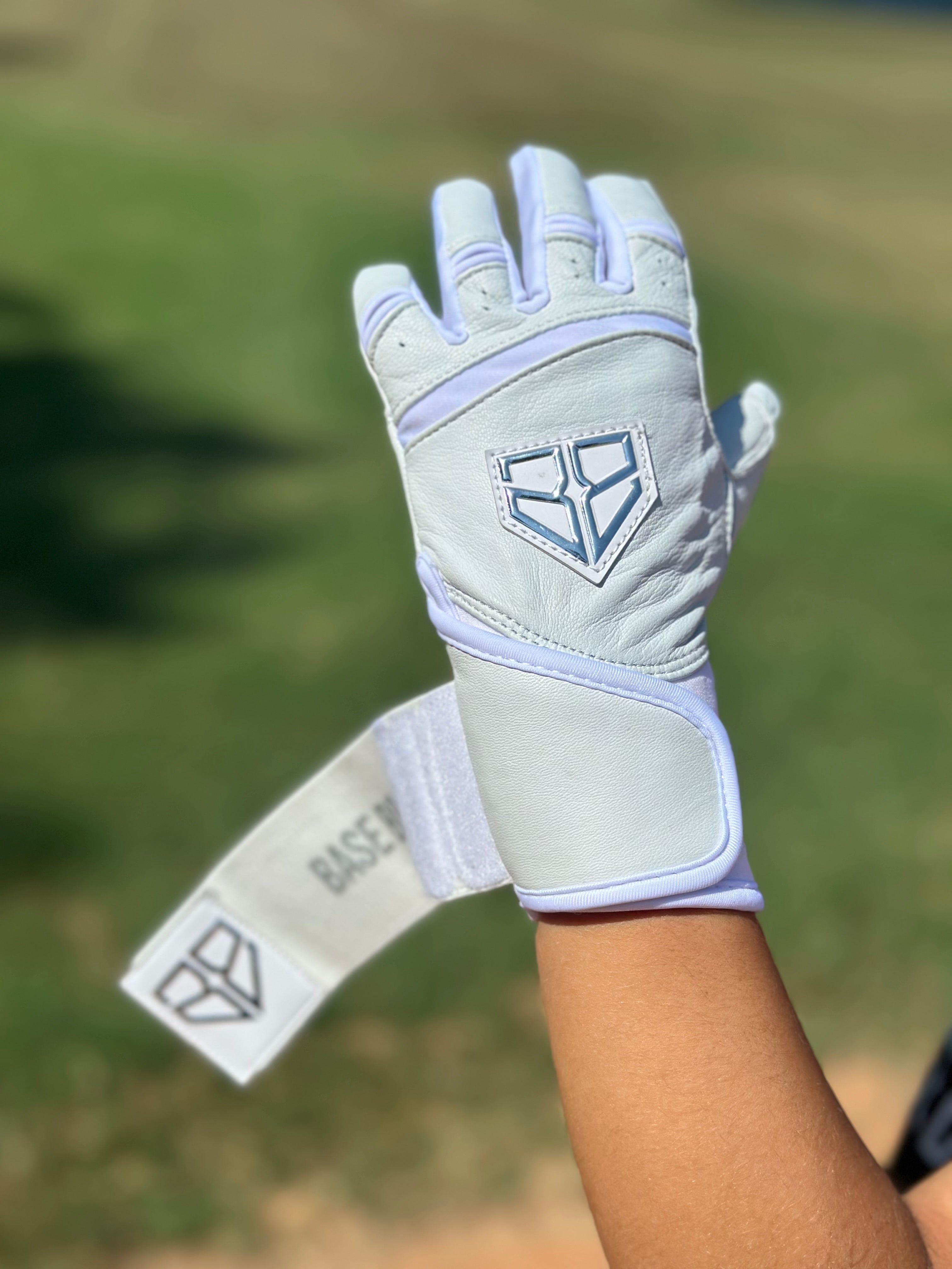 White Long Cuff Batting Gloves