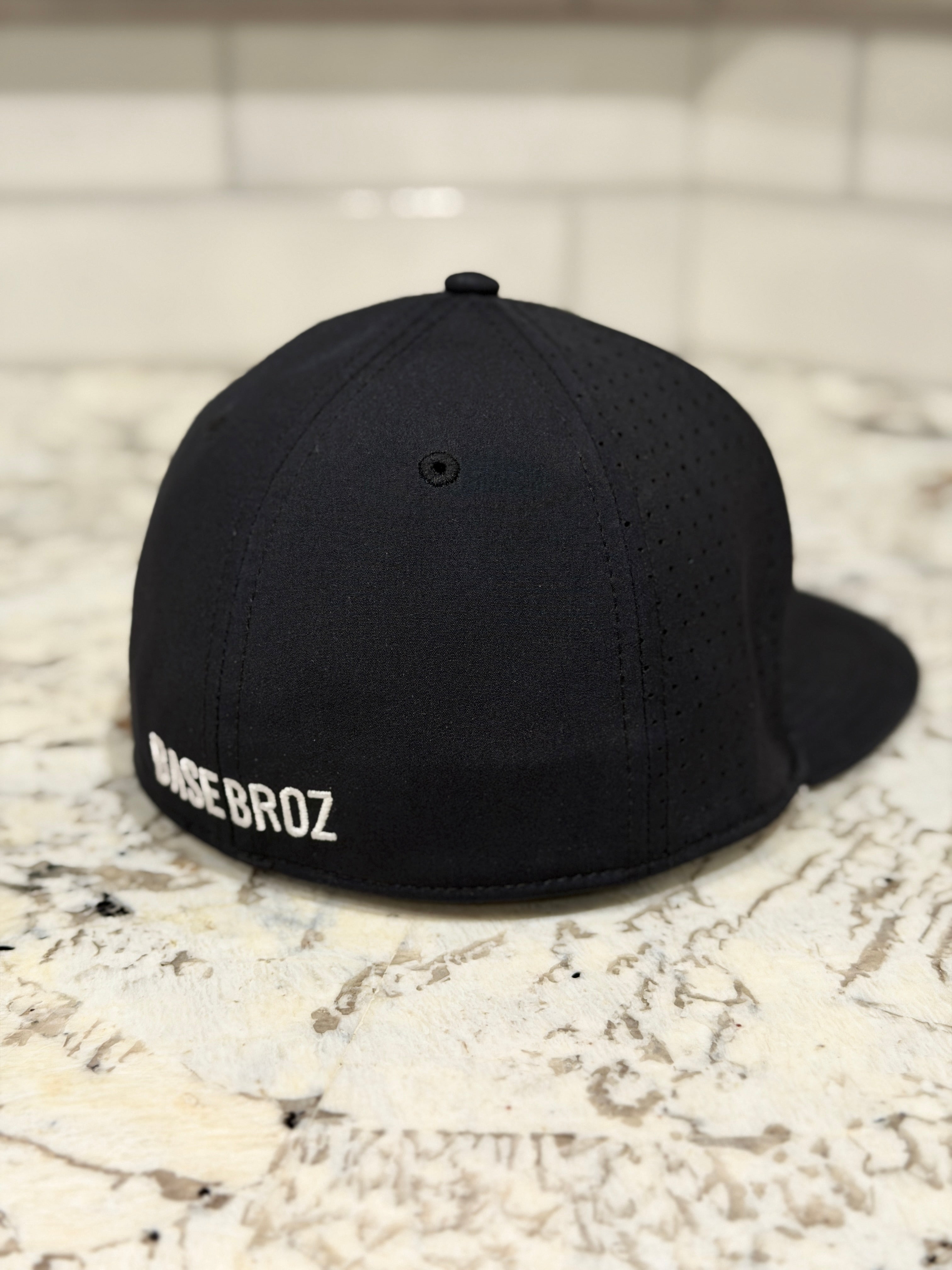 Black with White logo Flat Bill Hat – Basebroz